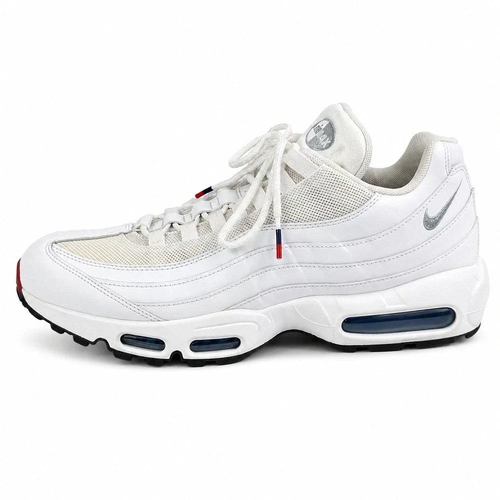 Nike‎ Air Max 95 White Metallic Silver Mens Running Shoes AQ7981-100 Size 12